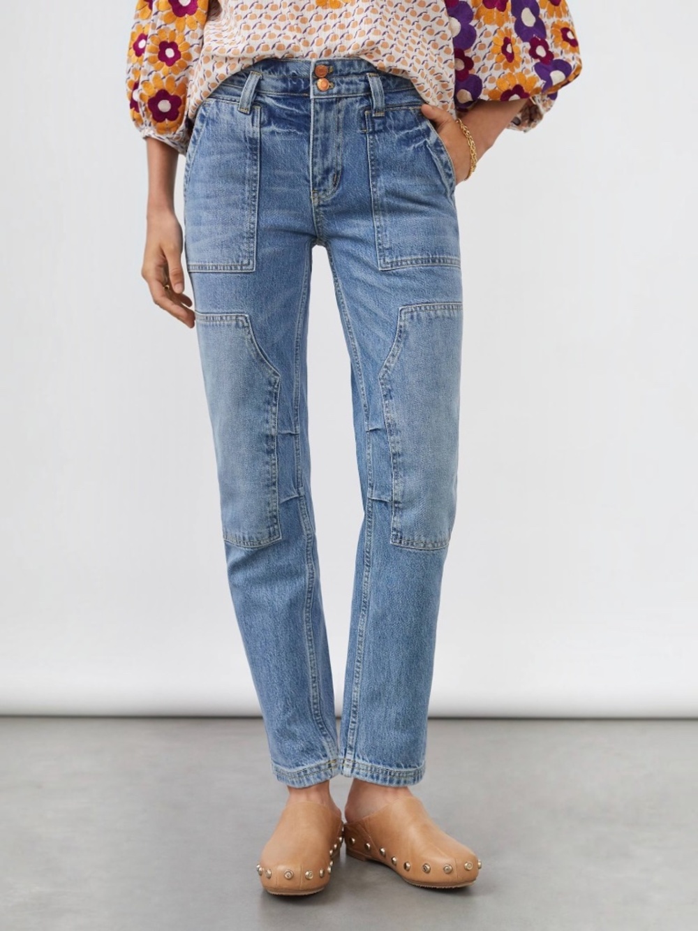 Anthropologie Pilcro The Wanderer Relaxed Utility Jeans Medium Denim 29